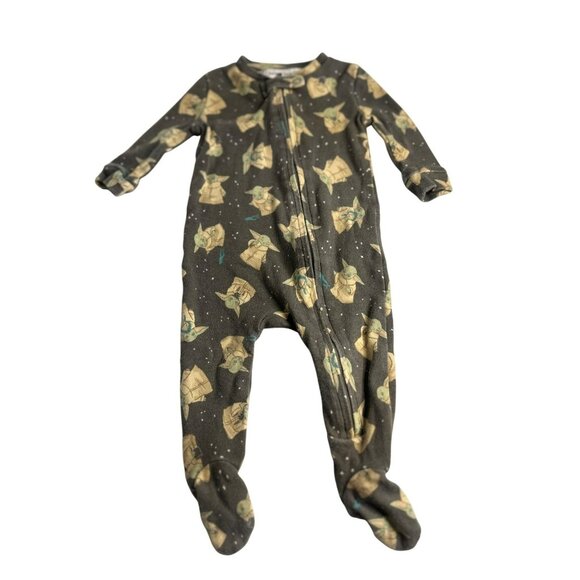 Pottery Barn Kids-Star Wars Grogu Footed Sleeper | Baby Yoda Zip-Up 0-3M - Picture 1 of 5
